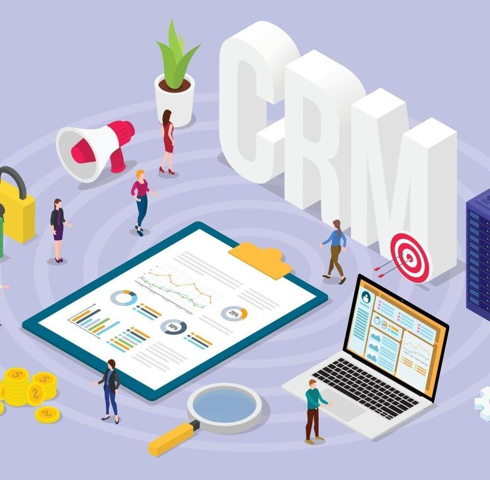 crm-customer-relationship-manager-concept-with-team-people-free-vector